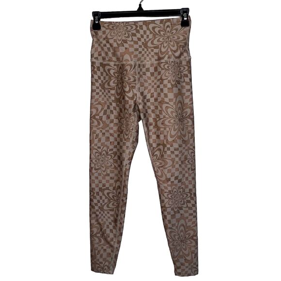 Beyond Yoga Check Flower Endurance High Waisted Leggings Small Athleisure N24 - Picture 1 of 7